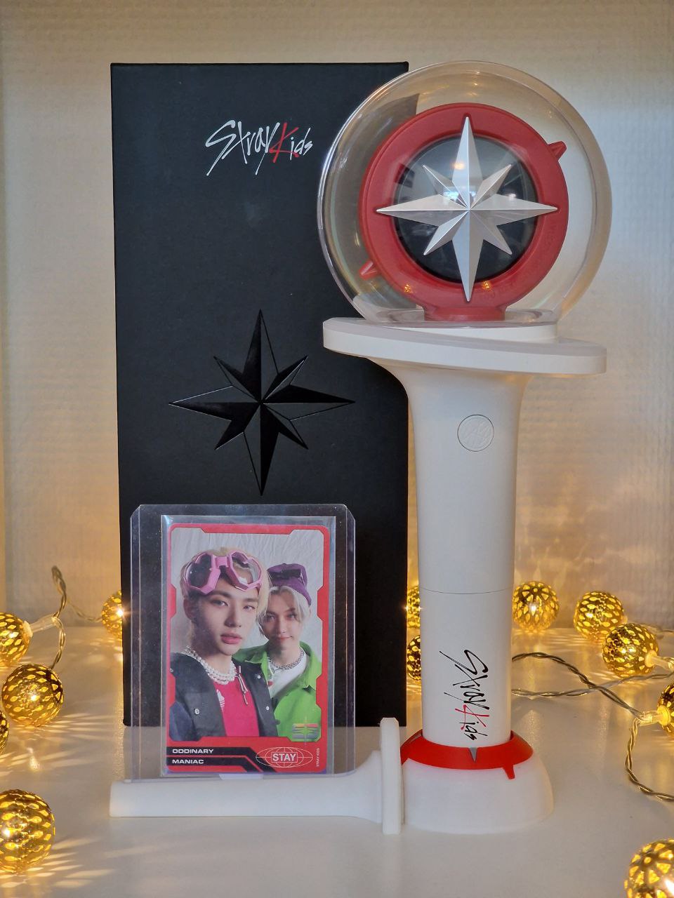 Stray Kids lightstick and photocard display stand